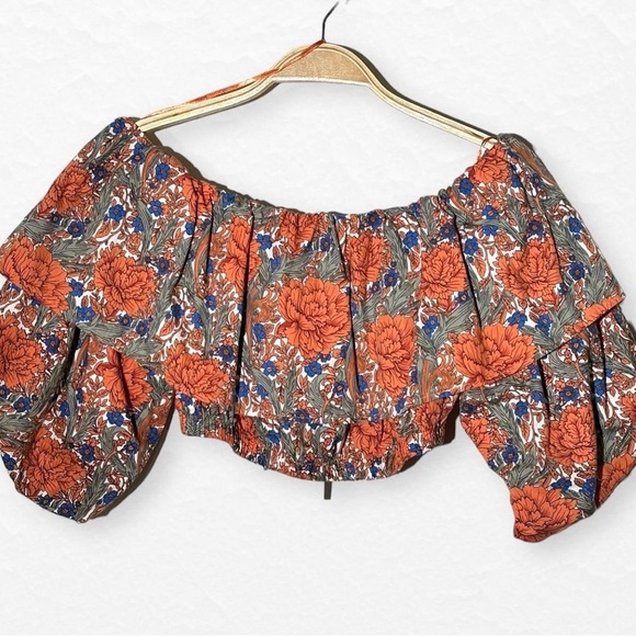 Zara off the shoulder floral crop top - Picture 5 of 8